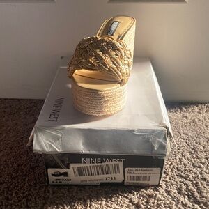 Nine West Braided Metallic Tan Platform Mule